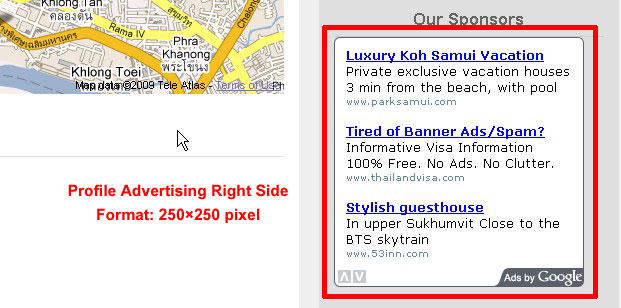 Profile Advertising Right Side : 250x250 pixels
